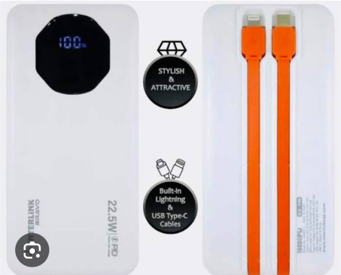 INTERLINK Boost PowerBank 20,000 Mah Support 22 watt