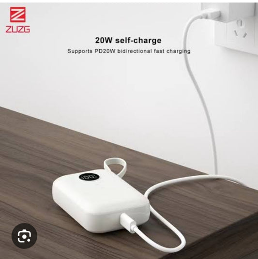 ZUZG 10000mAh Mini Digital Power Bank with Fast Charging Bable